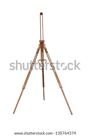 Wooden artist easel isolated on white background