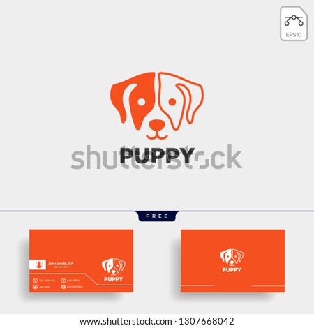 dog pet animal line art style logo template vector icon