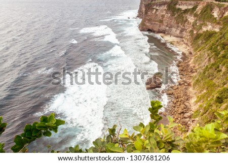 Ocean coast, view from rock in Bali, Indonesia. 