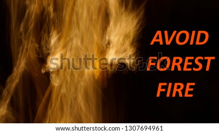 Avoid forest fire concept. Long exposure of fire flame abstract texture pattern. High resolution wood fire flames collection smoke on warm beach night. Red fire sparks art isolated on black background