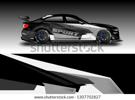 Car wrap decal design vector. Graphic vehicle, race car, rally, livery 
