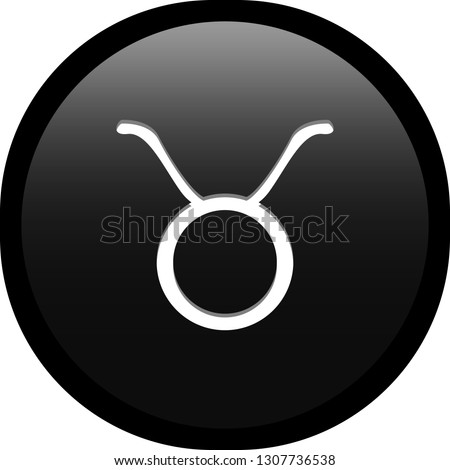 Simple isolated soft Black astrological zodiac Symbols sign Taurus Bull circle button with inner shadow illustration in vector