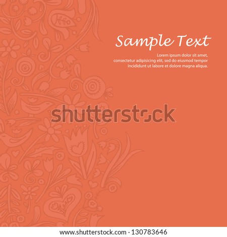 Ornate vector background with floral motive. Template with space for your text. Spring or summer motive. Discreet vector wallpaper.