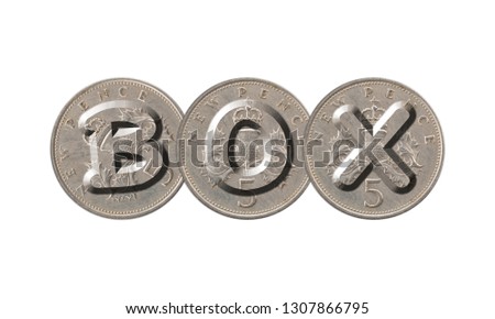 BOX – Old coins on white background