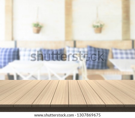 Table Top And Blur Dining Room Of The Background