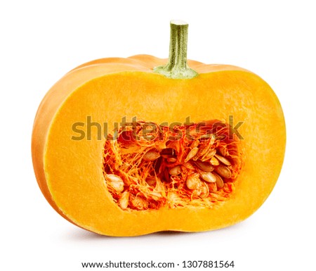 Pumpkin isolated on white background. Pumpkin Clipping Path. Professional studio macro shooting