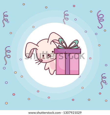 cute and little rabbit with gift