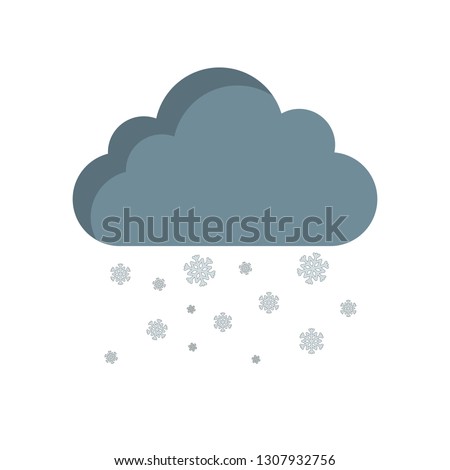 Snow cloud icon in flat style, isolated on white background. Snowflakes symbol for your web site design, logo, app