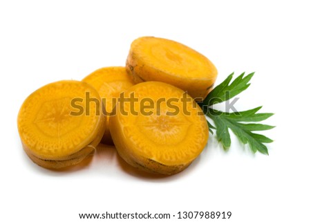 Carrot slices isolated on white background