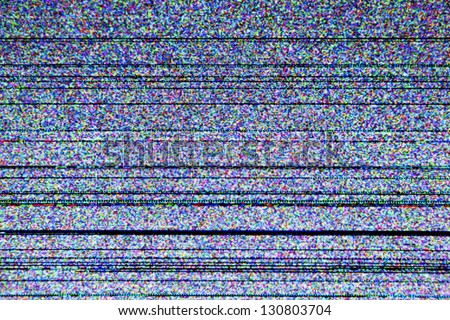 Television screen with static noise caused by bad signal reception Royalty-Free Stock Photo #130803704