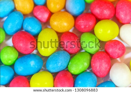 Close up of a assorted jelly beans. Colorful sweet candy background. Shallow depth of field.