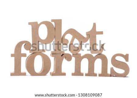 PLATFORM word arranged by wood letters isolated on white background, content marketing concept
