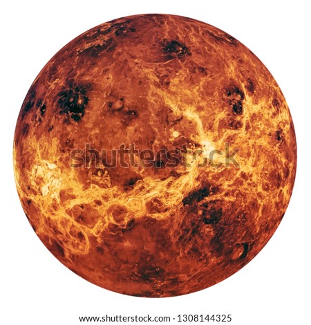 Full disk of Venus globe planet from space isolated on white background. Elements of this image furnished by NASA.