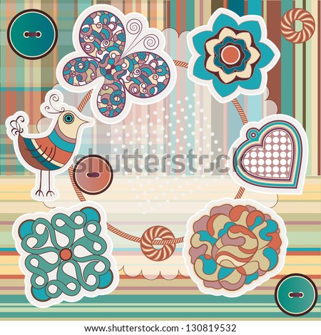 Cute elements for scrap-booking, each element is isolated. Raster copy of vector image