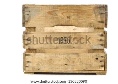 Old vintage wooden crate on a white background Royalty-Free Stock Photo #130820090