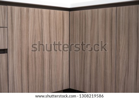 Modern kitchen cabinet dresser furniture with dark brown wooden texture doors