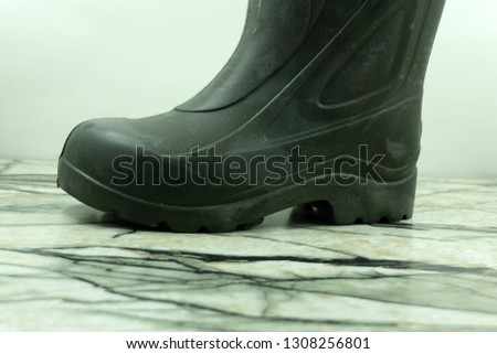 Black warm feminine boots. Winter shoes isolated on white background.