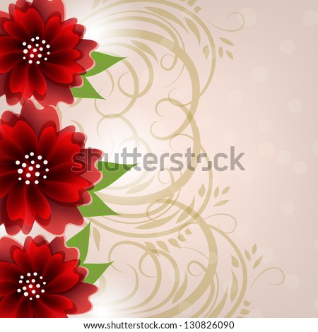  Wedding card or invitation with abstract floral background.