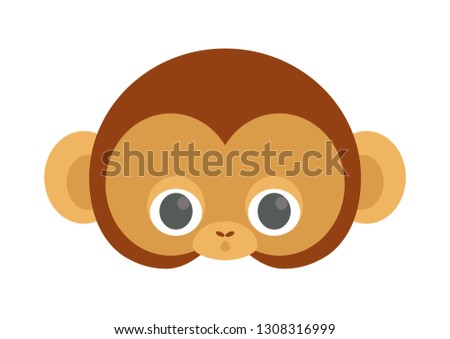Vector icon of cute monkey. Animal mask for children.