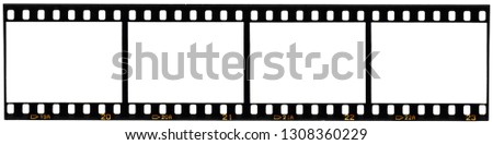 real scan of 35mm film strip or film material isolated on white background, just blend in your own content to make it look old and vintage
