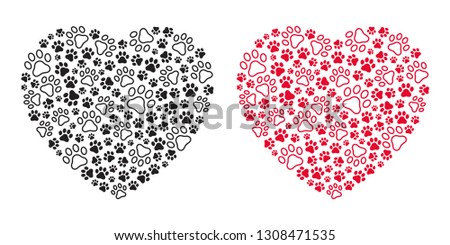 Dog paw vector heart valentine icon logo symbol french bulldog cartoon illustration simple graphic clip art