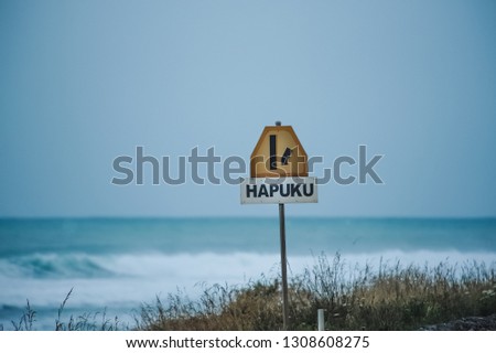 New Zealand: sign near the hapuku river, water sports area
