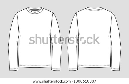 T-shirt round neck. Long sleeve. Mockup template.