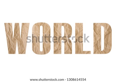 WORLD word with wrinkled paper texture