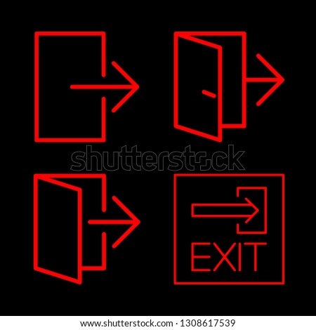 4 evacuation icons with exit in this set