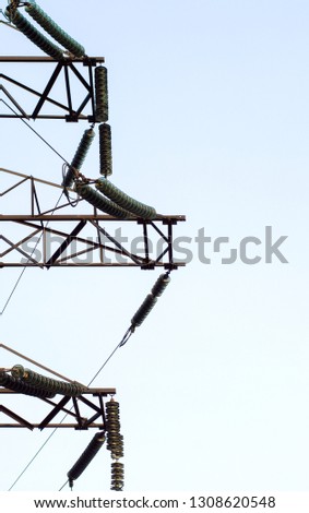 Power lines on blue background