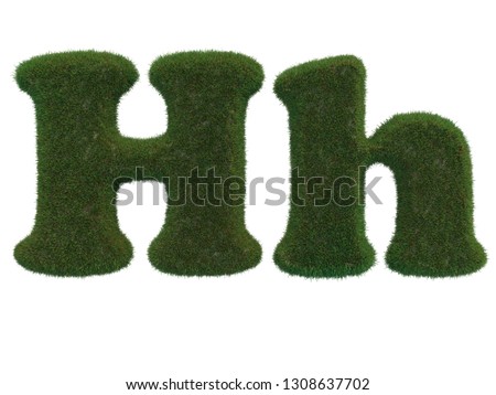 realistic grass letters on a white background that are well separated