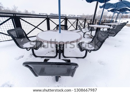 Metal Seats Outside in Winter