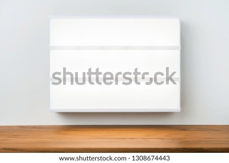 Design concept - Perspective view of light box on white background  with teak floor for mockup
