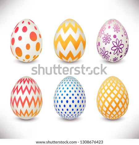 Set of colourful easter eggs isolated on white background for your design. 