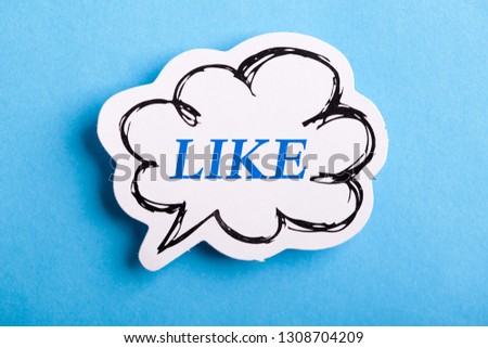 Like text speech bubble isolated on blue background.