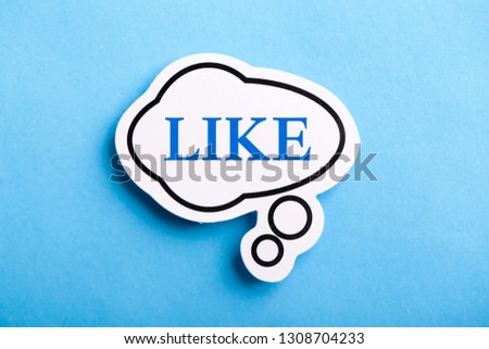 Like text speech bubble isolated on blue background.