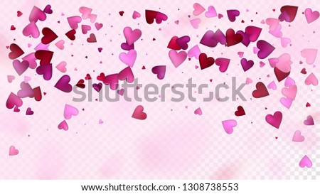 Falling Hearts Vector Confetti. Valentines Day Wedding Pattern. 