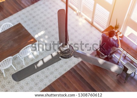 interior ceiling fan home decoration in hot summer season Royalty-Free Stock Photo #1308760612