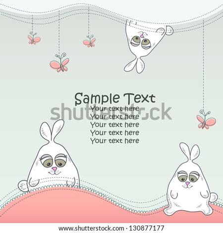 Greeting card with cute bunny