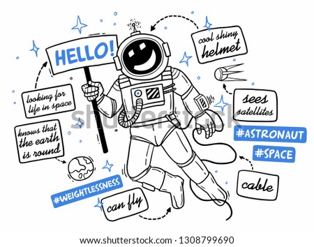 sketch spaceman in a spacesuit comic attributes