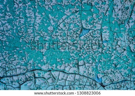 blue cracked cpainted concrete wall. vintage  background