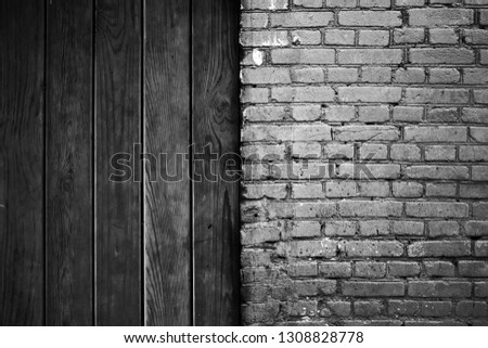 Old grunge wall. Wooden background. Brick wall texture