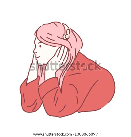 various girl's poses. hand drawn style vector design illustrations