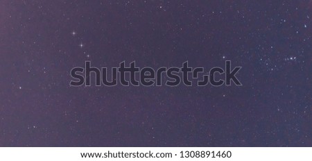 Panorama blue night sky milky way and star on dark background.Universe filled with stars, nebula and galaxy with noise and grain.Photo by long exposure and select white balance.Dark night sky