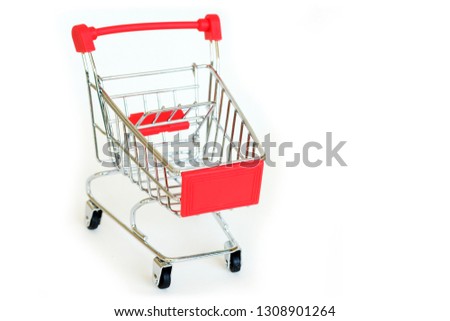 Pictures of empty shopping carts separate on a white background