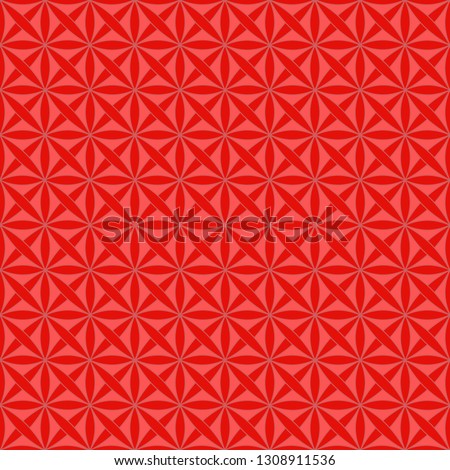 Seamless pattern with stylized celtic geometric ornament in living coral and red colors, vector illuatration