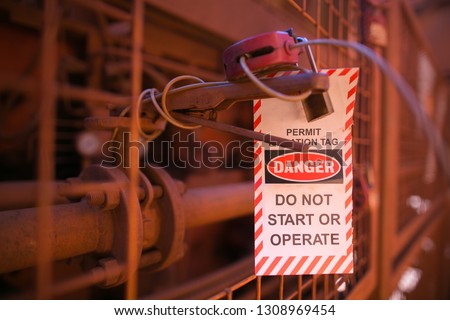Safe workplace danger tag signage permit operation do not start or operate the this equipment construction site Perth, Australia
