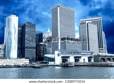 Manhattan, New York City with skyscrapers
