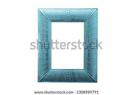 Close up blue frame isolated on white background with clipping path.