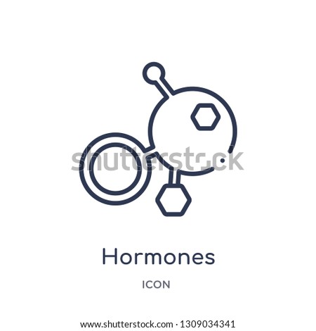 hormones icon from sauna outline collection. Thin line hormones icon isolated on white background. Royalty-Free Stock Photo #1309034341